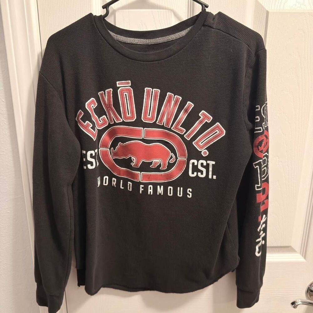 (2014-2018) Ecko Unltd. Collegiate Thermal Shirt - Washed Black - M